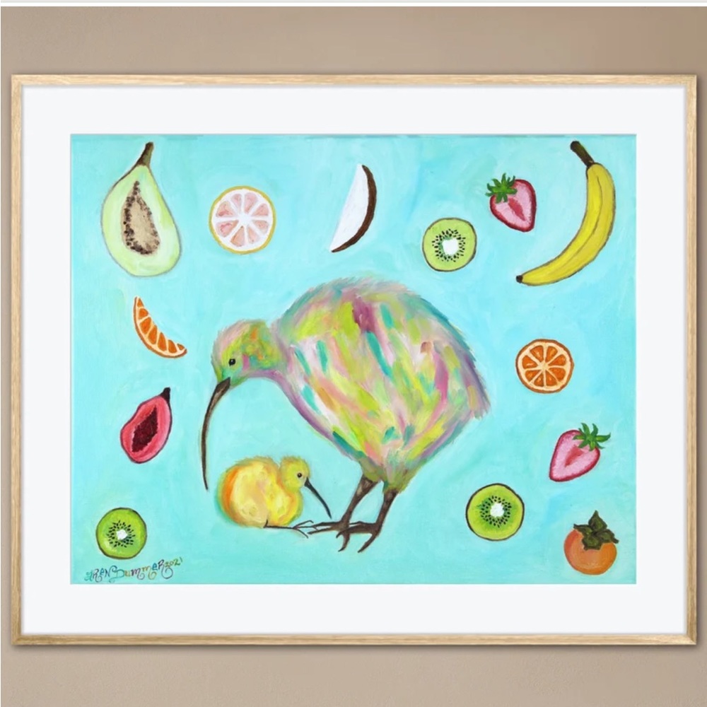 Fruity Kiwis Art Print Oil Painting Tropical Decor colorful whimsical island